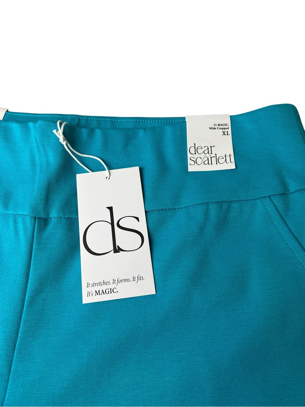 Dear Scarlett NWT Women’s XL Wide Leg Pull On Cropped Teal Pants - Picture 3 of 8